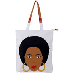 African American Woman With ?urly Hair Double Zip Up Tote Bag by bumblebamboo