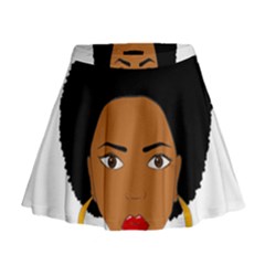 African American Woman With ?urly Hair Mini Flare Skirt by bumblebamboo