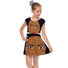 African American Woman With ?urly Hair Kids  Cap Sleeve Dress by bumblebamboo