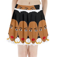 African American Woman With ?urly Hair Pleated Mini Skirt by bumblebamboo