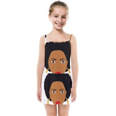 African American Woman With ?urly Hair Kids  Summer Sun Dress by bumblebamboo