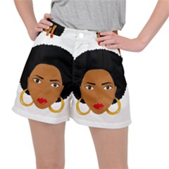 African American Woman With ?urly Hair Ripstop Shorts by bumblebamboo