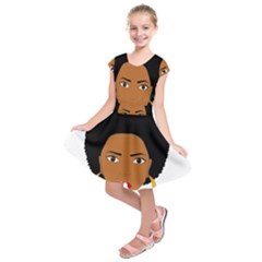 African American Woman With ?urly Hair Kids  Short Sleeve Dress by bumblebamboo