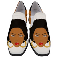 African American Woman With ?urly Hair Women Slip On Heel Loafers by bumblebamboo