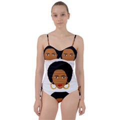 African American Woman With ?urly Hair Sweetheart Tankini Set by bumblebamboo