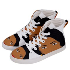 African American Woman With ?urly Hair Women s Hi-top Skate Sneakers by bumblebamboo
