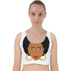 African American Woman With ?urly Hair Velvet Racer Back Crop Top by bumblebamboo