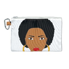 African American Woman With ?urly Hair Canvas Cosmetic Bag (large) by bumblebamboo