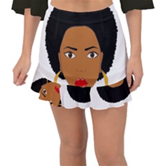 African American Woman With ?urly Hair Fishtail Mini Chiffon Skirt by bumblebamboo