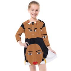 African American Woman With ?urly Hair Kids  Quarter Sleeve Shirt Dress by bumblebamboo