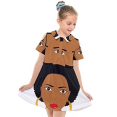 African American Woman With ?urly Hair Kids  Short Sleeve Shirt Dress by bumblebamboo