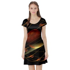 Fractal Digital Art Short Sleeve Skater Dress