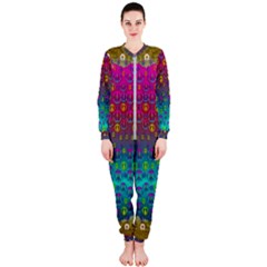Signs Of Peace  In A Amazing Floral Gold Landscape Onepiece Jumpsuit (ladies)  by pepitasart
