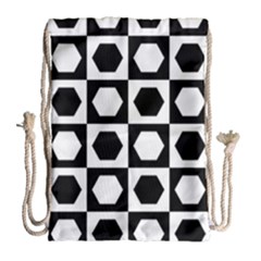 Chessboard Hexagons Squares Drawstring Bag (large)