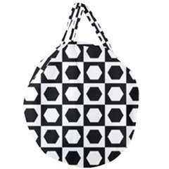Chessboard Hexagons Squares Giant Round Zipper Tote