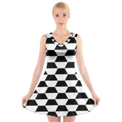 Hexagons Pattern Tessellation V-neck Sleeveless Dress by Mariart