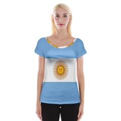 Argentina Flag Cap Sleeve Top by FlagGallery