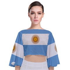 Argentina Flag Tie Back Butterfly Sleeve Chiffon Top by FlagGallery
