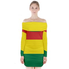 Bolivia Flag Long Sleeve Off Shoulder Dress by FlagGallery
