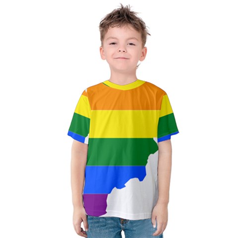 Lgbt Flag Map Of Afghanistan Kids  Cotton Tee by abbeyz71