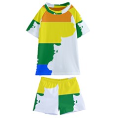 Lgbt Flag Map Of Argentina Kids  Swim Tee And Shorts Set by abbeyz71
