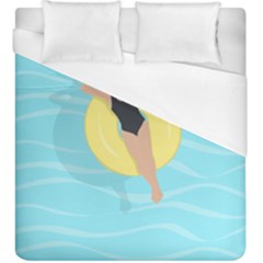 Lady In The Pool Duvet Cover (king Size) by Valentinaart