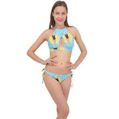 Lady In The Pool Cross Front Halter Bikini Set by Valentinaart