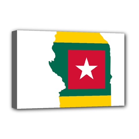 Togo Flag Map Geography Outline Deluxe Canvas 18  X 12  (stretched) by Sapixe