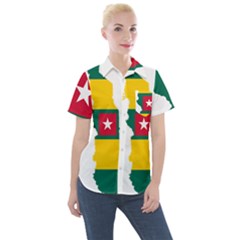 Togo Flag Map Geography Outline Women s Short Sleeve Pocket Shirt