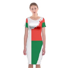 Madagascar Flag Map Geography Classic Short Sleeve Midi Dress by Sapixe
