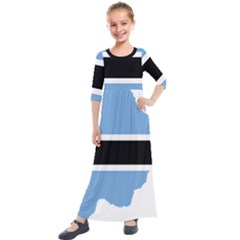 Botswana Flag Map Geography Kids  Quarter Sleeve Maxi Dress by Sapixe