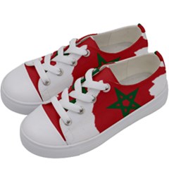 Morocco Flag Map Geography Outline Kids  Low Top Canvas Sneakers