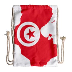 Tunisia Flag Map Geography Outline Drawstring Bag (large) by Sapixe