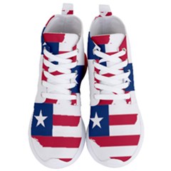 Liberia Flag Map Geography Outline Women s Lightweight High Top Sneakers by Sapixe