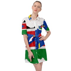 South Sudan Flag Map Geography Belted Shirt Dress