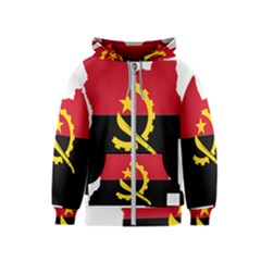 Angola Flag Map Geography Outline Kids  Zipper Hoodie by Sapixe