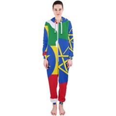 Ethiopia Flag Map Geography Hooded Jumpsuit (ladies)  by Sapixe