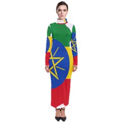 Ethiopia Flag Map Geography Turtleneck Maxi Dress