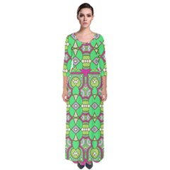 Circles And Other Shapes Pattern                              Quarter Sleeve Maxi Dress