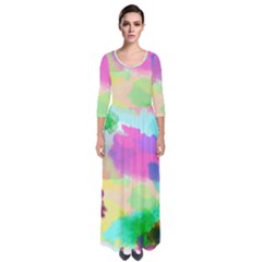 Watercolors Spots                                Quarter Sleeve Maxi Dress by LalyLauraFLM