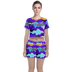 Paint On A Purple Background                               Crop Top And Shorts Co-ord Set