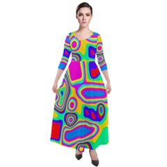 Colorful Shapes                                 Quarter Sleeve Maxi Velour Dress by LalyLauraFLM