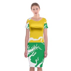 Guinea Bissau Flag Map Geography Classic Short Sleeve Midi Dress by Sapixe