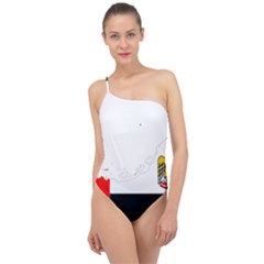 Borders Country Flag Geography Map Classic One Shoulder Swimsuit