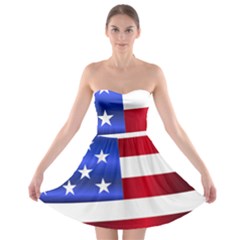 America Usa United States Flag Strapless Bra Top Dress by Sapixe
