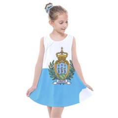 San Marino Country Europe Flag Kids  Summer Dress by Sapixe