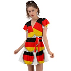 Flag German Germany Country Symbol Flutter Sleeve Wrap Dress by Sapixe