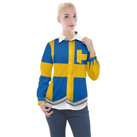 Flag Sweden Country Swedish Symbol Women s Long Sleeve Pocket Shirt by Sapixe