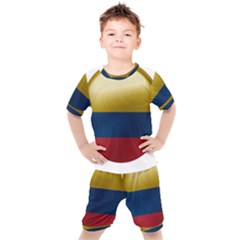 Colombia Flag Country National Kids  Tee And Shorts Set by Sapixe