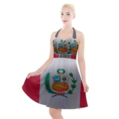 Peru Flag Country Symbol Nation Halter Party Swing Dress 